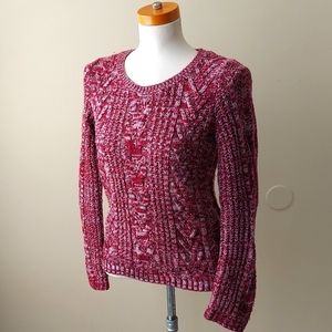 Gap | Raspberry and white knit crew-neck sweater